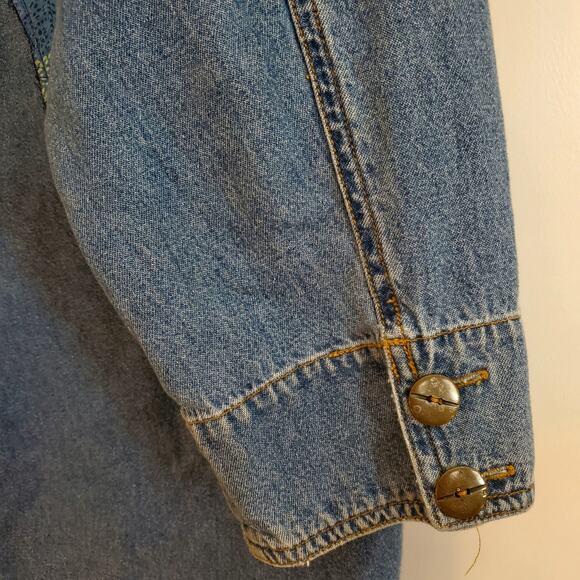 Restyled Handcrafted Wearable Art‎ Chicos Denim Jacket Sz M/L - Picture 6 of 9